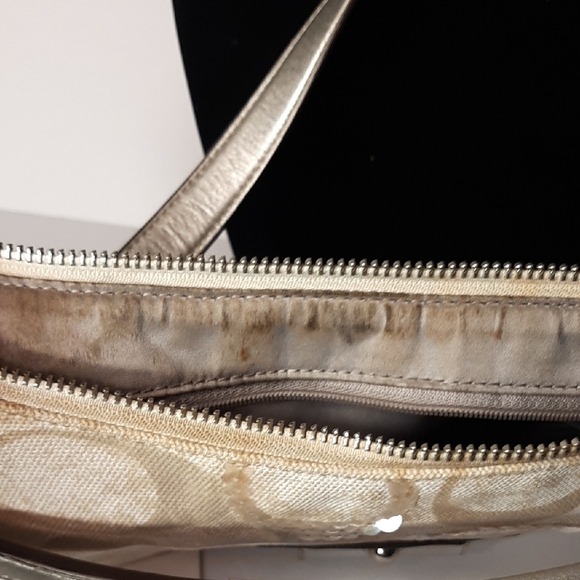 SALE! Coach Kristin Hobo Signature Beige & Silver Sequined Shoulder Bag - Picture 11 of 16